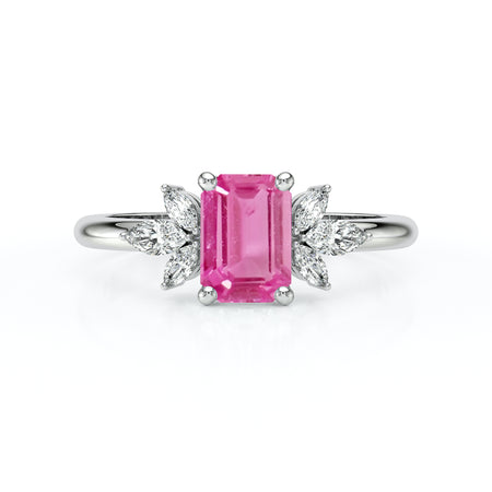 Solitaire accompagné saphir rose diamant Divine Idylle - 18