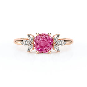 Solitaire accompagné saphir rose diamant Divine Idylle - 19
