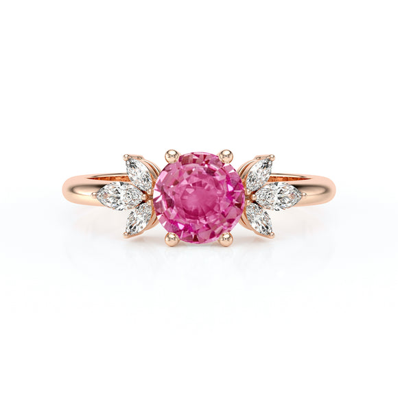 Solitaire accompagné saphir rose diamant Divine Idylle - 19