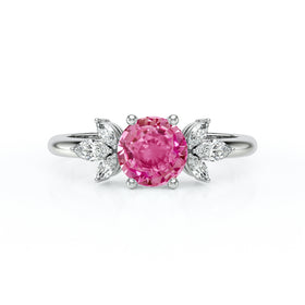 Solitaire accompagné saphir rose diamant Divine Idylle - 19