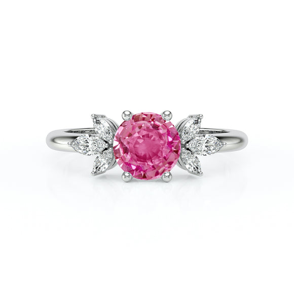Solitaire accompagné saphir rose diamant Divine Idylle - 19