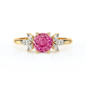Solitaire accompagné saphir rose diamant Divine Idylle - 19