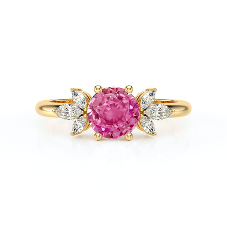 Solitaire accompagné saphir rose diamant Divine Idylle - 19