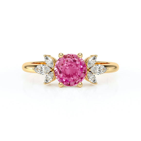 Solitaire accompagné saphir rose diamant Divine Idylle - 19