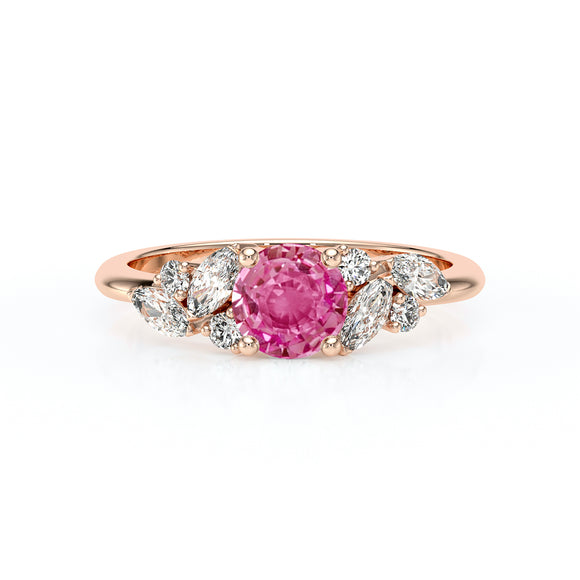 Solitaire accompagné saphir rose diamant Divine Idylle - 20