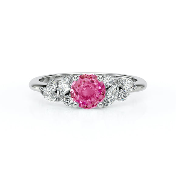 Solitaire accompagné saphir rose diamant Divine Idylle - 20