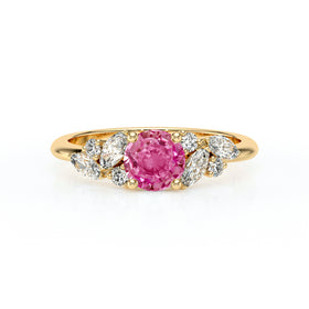 Solitaire accompagné saphir rose diamant Divine Idylle - 20