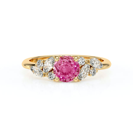 Solitaire accompagné saphir rose diamant Divine Idylle - 20