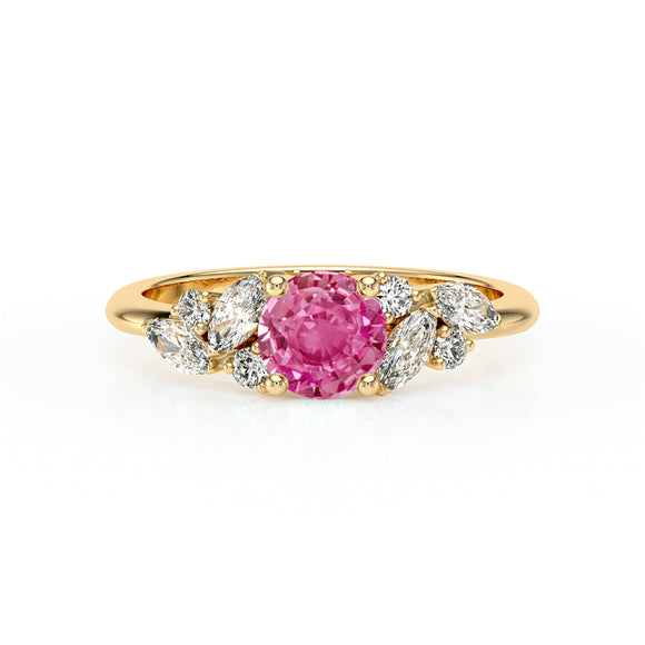 Solitaire accompagné saphir rose diamant Divine Idylle - 20