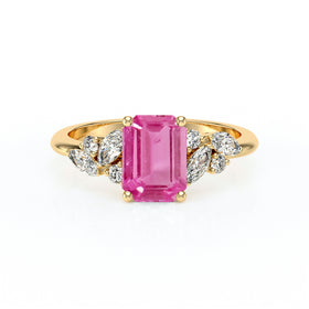 Solitaire accompagné saphir rose diamant Divine Idylle - 21