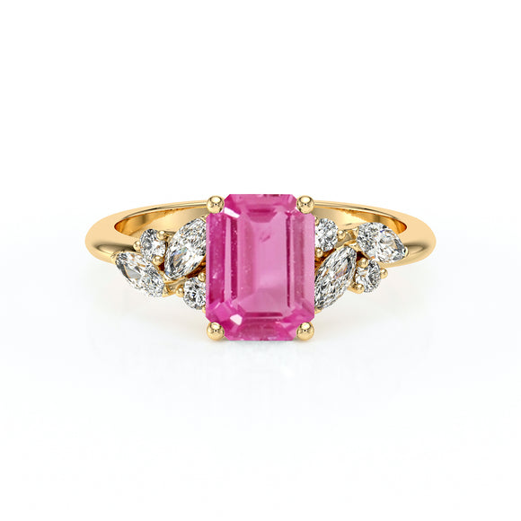 Solitaire accompagné saphir rose diamant Divine Idylle - 21