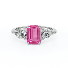Solitaire accompagné saphir rose diamant Divine Idylle - 21