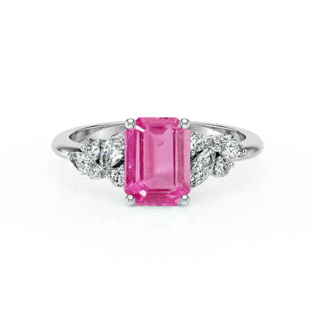 Solitaire accompagné saphir rose diamant Divine Idylle - 21
