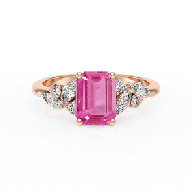 Solitaire accompagné saphir rose diamant Divine Idylle - 21