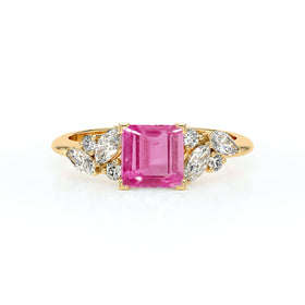 Solitaire accompagné saphir rose diamant Divine Idylle - 22