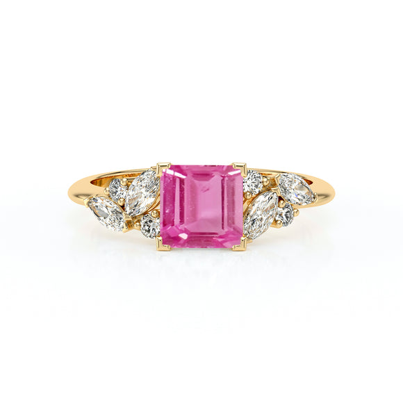 Solitaire accompagné saphir rose diamant Divine Idylle - 22