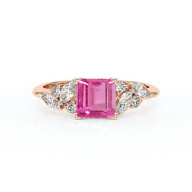 Solitaire accompagné saphir rose diamant Divine Idylle - 22