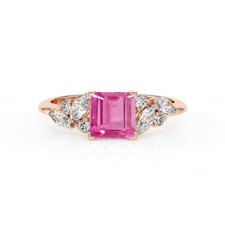 Solitaire accompagné saphir rose diamant Divine Idylle - 22