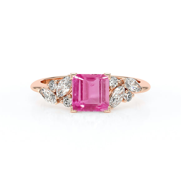 Solitaire accompagné saphir rose diamant Divine Idylle - 22