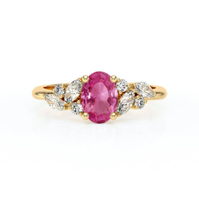 Solitaire accompagné saphir rose diamant Divine Idylle - 23