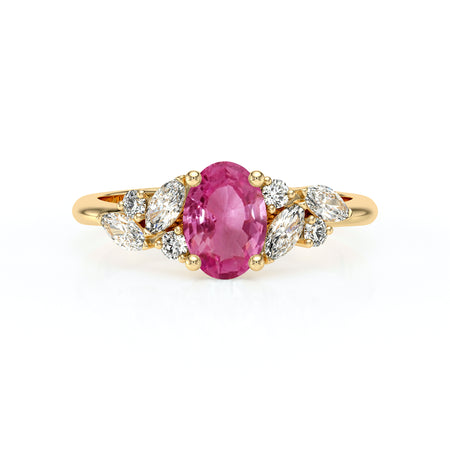 Solitaire accompagné saphir rose diamant Divine Idylle - 23