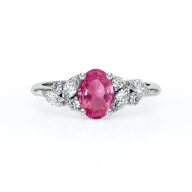 Solitaire accompagné saphir rose diamant Divine Idylle - 23