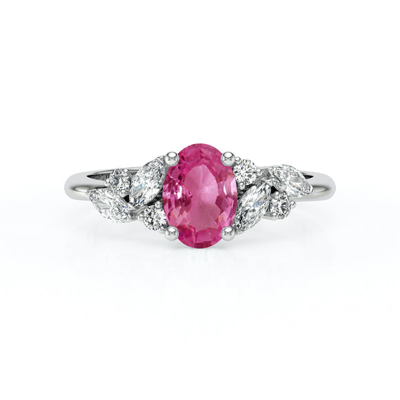 Solitaire accompagné saphir rose diamant Divine Idylle - 23
