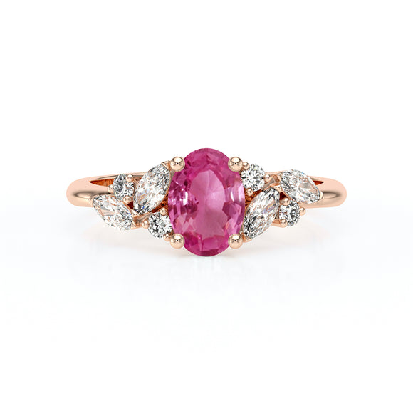Solitaire accompagné saphir rose diamant Divine Idylle - 23