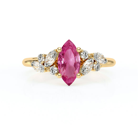 Solitaire accompagné saphir rose diamant Divine Idylle - 24
