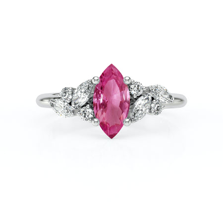 Solitaire accompagné saphir rose diamant Divine Idylle - 24