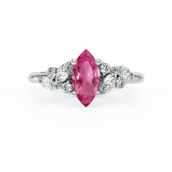 Solitaire accompagné saphir rose diamant Divine Idylle - 24