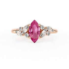 Solitaire accompagné saphir rose diamant Divine Idylle - 24