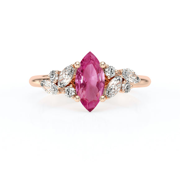 Solitaire accompagné saphir rose diamant Divine Idylle - 24