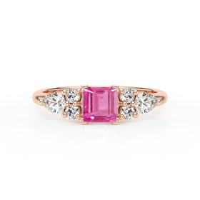 Solitaire accompagné saphir rose diamant Divine Idylle - 26