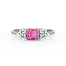 Solitaire accompagné saphir rose diamant Divine Idylle - 26