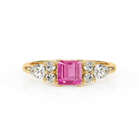 Solitaire accompagné saphir rose diamant Divine Idylle - 26
