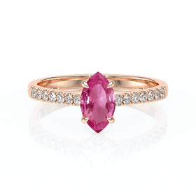 Solitaire accompagné saphir rose et diamant Divine Idylle - 6