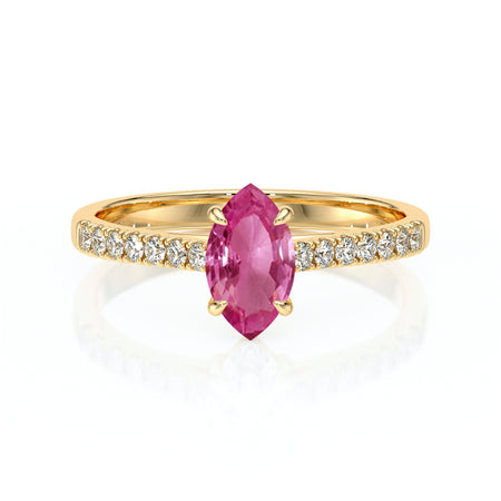 Solitaire accompagné saphir rose et diamant Divine Idylle - 6
