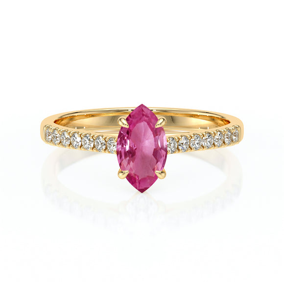 Solitaire accompagné saphir rose et diamant Divine Idylle - 6