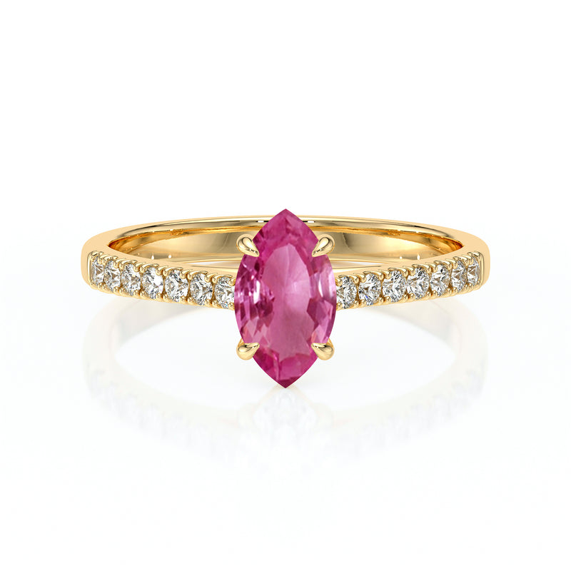 Solitaire accompagné saphir rose et diamant Divine Idylle - 6