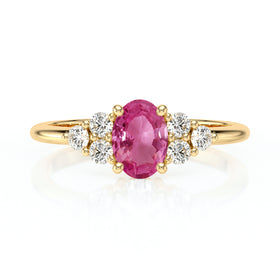 Solitaire accompagné saphir rose et diamant Divine Idylle - 7