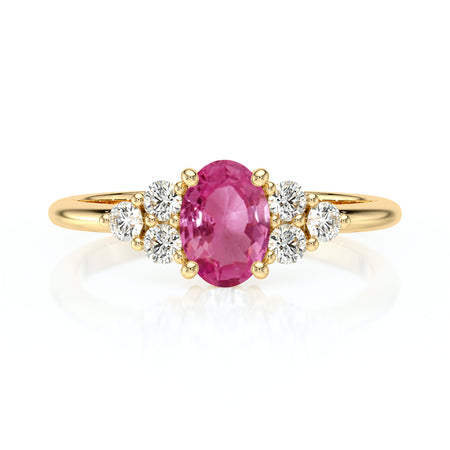 Solitaire accompagné saphir rose et diamant Divine Idylle - 7