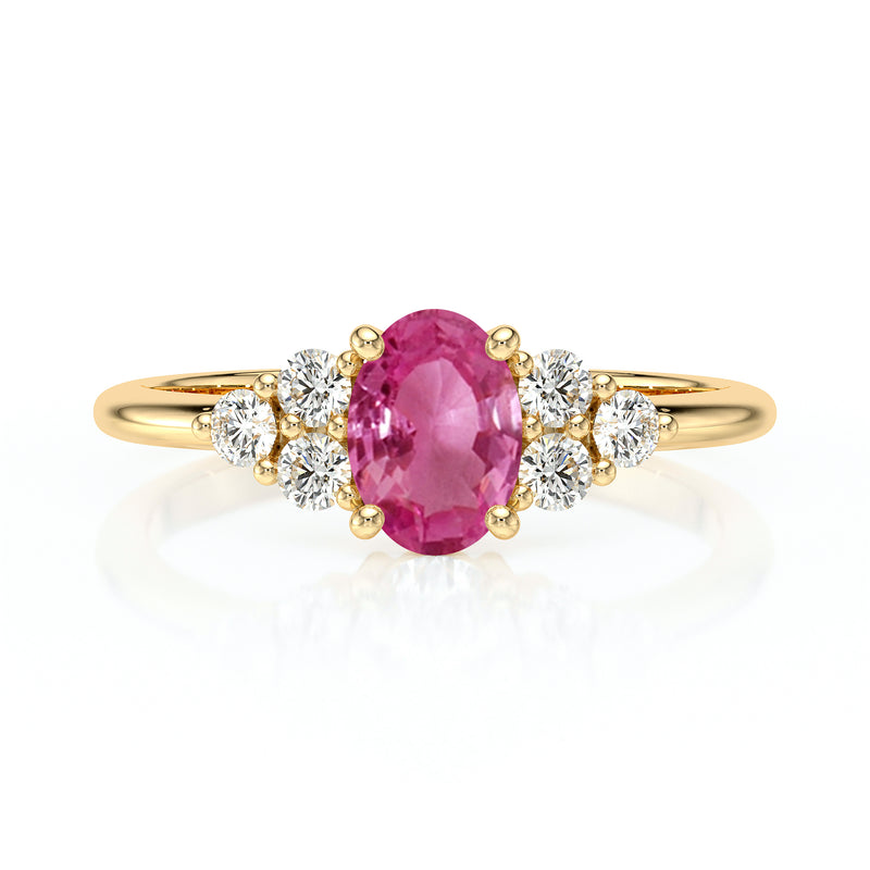 Solitaire accompagné saphir rose et diamant Divine Idylle - 7