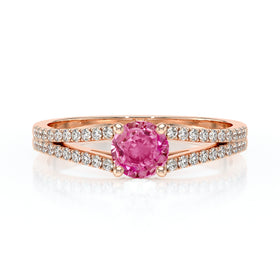 Solitaire accompagné saphir rose et diamant Divine Idylle - 8