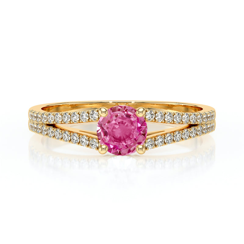 Solitaire accompagné saphir rose et diamant Divine Idylle - 8