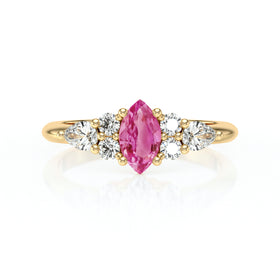 Solitaire accompagné saphir rose diamant Divine Idylle - 9