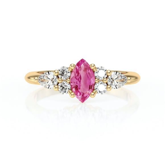 Solitaire accompagné saphir rose diamant Divine Idylle - 9