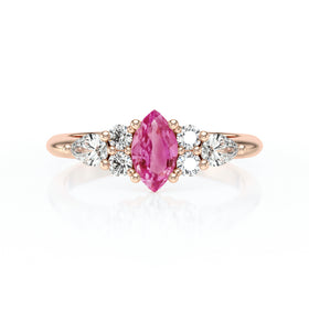 Solitaire accompagné saphir rose diamant Divine Idylle - 9