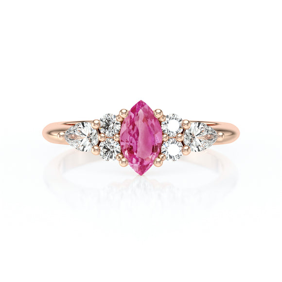 Solitaire accompagné saphir rose diamant Divine Idylle - 9