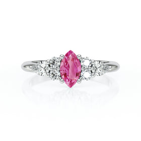 Solitaire accompagné saphir rose diamant Divine Idylle - 9